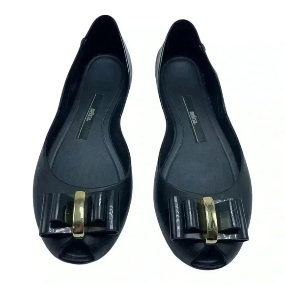 Melissa Shoes - MELISSA Queen black ballet  bow flats size 6